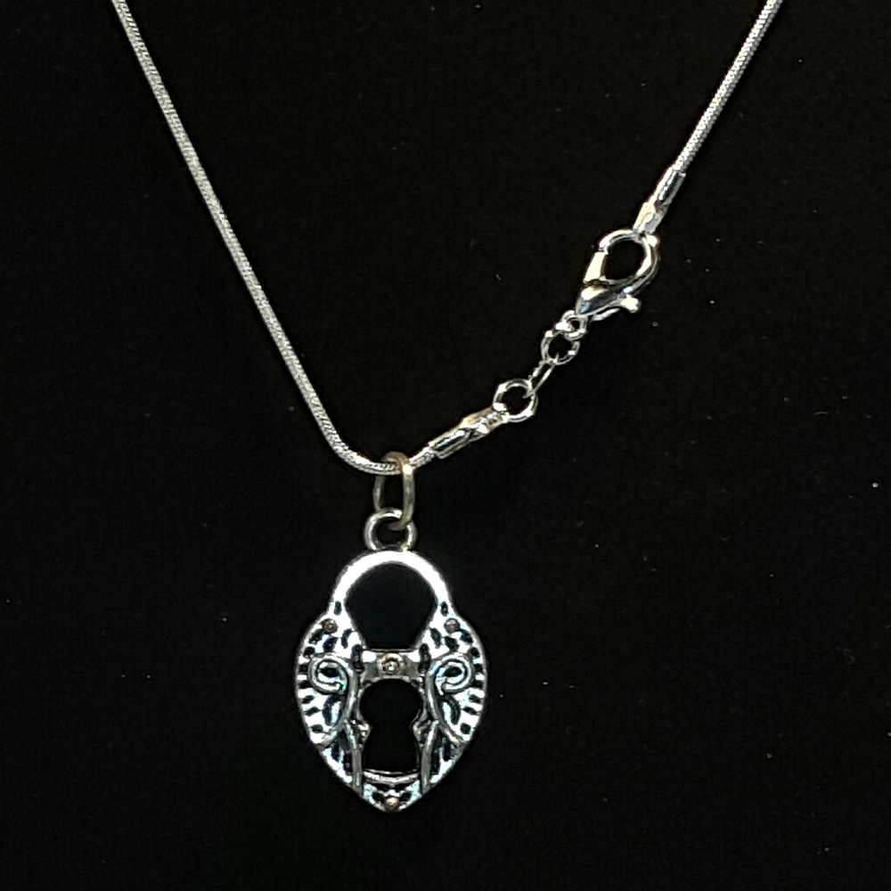 Heart Padlock Lock Pendant Necklace Silver Chain